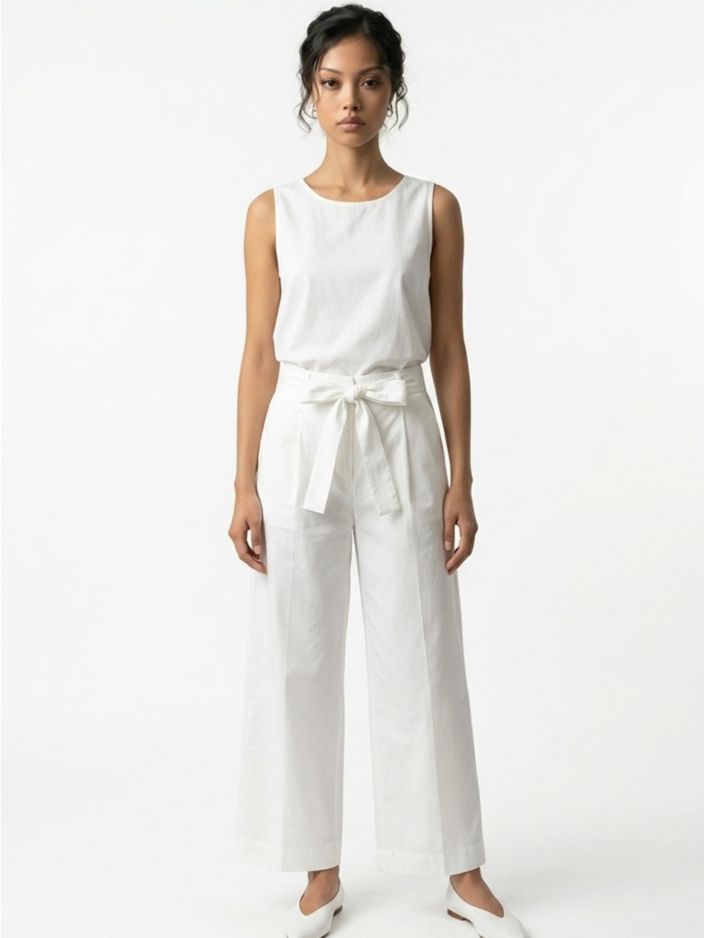 A New Day Wide-Leg Waist Belt Cotton Blend Women's 16 Lightweight Trousers Pants